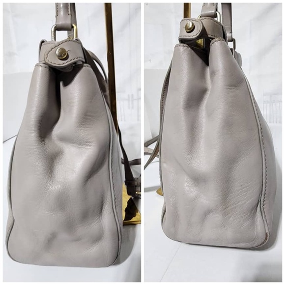 SOLD***Authentic Fendi Leather Peekaboo Satchel Bag Grey - Picture 5 of 15